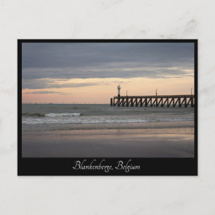 Carte Postale coucher de soleil de Blankenberge, Côte Belge