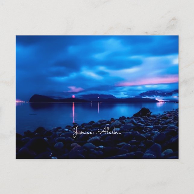 Carte Postale Coucher de soleil de Juneau, Alaska (Devant)