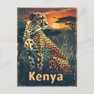 Carte Postale Coucher de soleil de Kenya Cheeatah