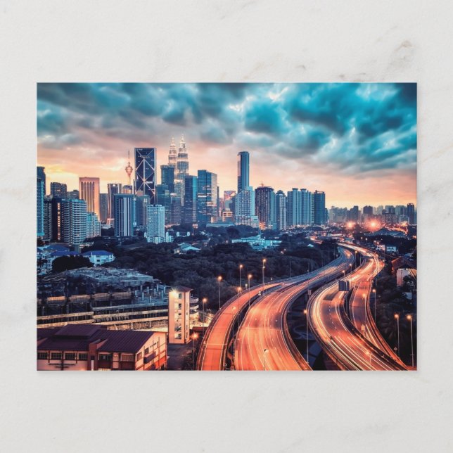 Carte Postale Coucher de soleil de Kuala Lumpur (Devant)