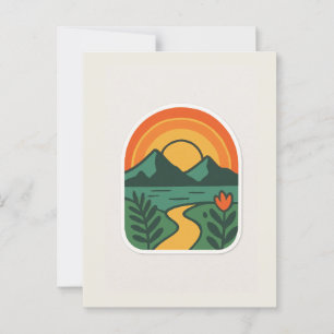 Carte Postale Coucher de soleil de la nature rétro - Montagne Vi