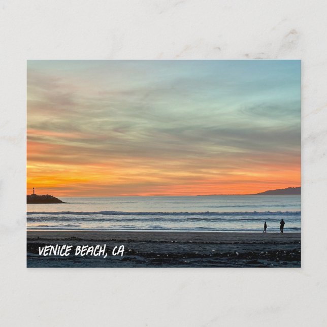 Carte Postale Coucher de soleil de l'heure d'or - Venice Beach,  (Devant)
