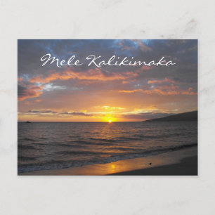 Carte Postale Coucher de soleil de Maui Hawaii, Mele Kalikimaka,