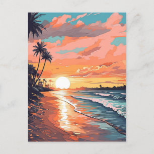Carte Postale Coucher de soleil de plage tropical