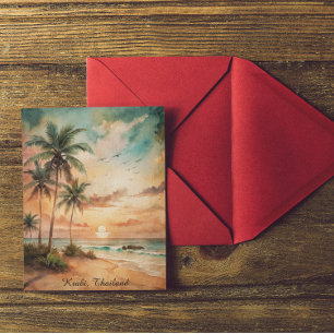 Carte Postale Coucher de soleil de plage Tropical Krabi Thailand