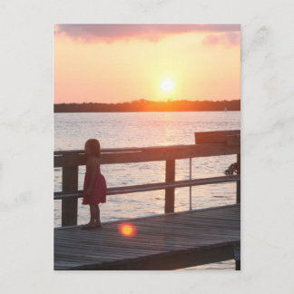 Carte Postale Coucher de soleil derrière quai en Floride avec pe