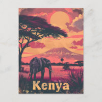 Coucher de soleil des éléphants du Kenya