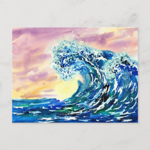 Carte Postale Coucher de soleil des vagues d'été