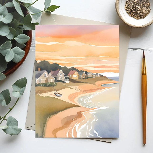 Carte Postale Coucher de soleil d'été | Aquarelle de Martha's Vi (Créateur téléchargé)