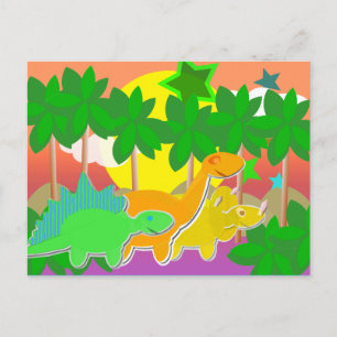 Carte postale coucher de soleil Dinosaures