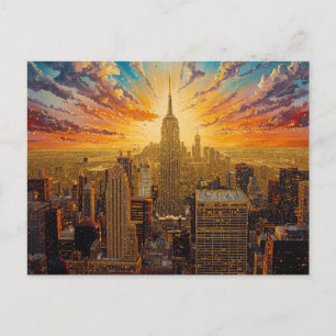 Carte Postale Coucher de soleil doré sur la skyline de New York