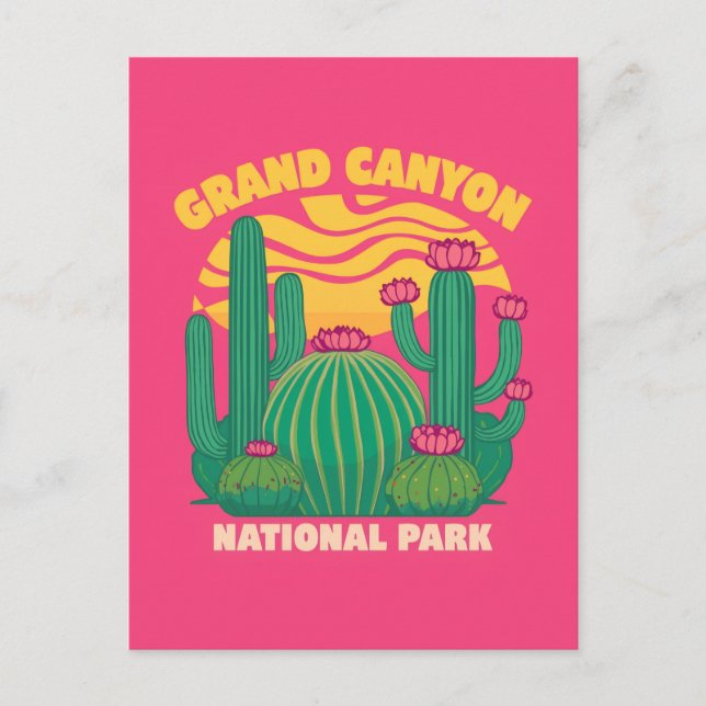 Carte Postale Coucher de soleil du Grand Canyon Cactus (Devant)