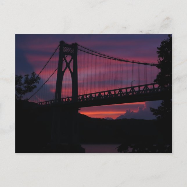 Carte Postale Coucher de soleil du pont du centre-Hudson (Devant)