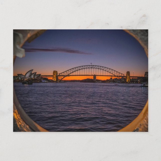 Carte Postale Coucher de soleil du port de Sydney (Devant)