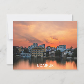 Carte Postale Coucher de soleil d'Udaipur sur le lac Pichola