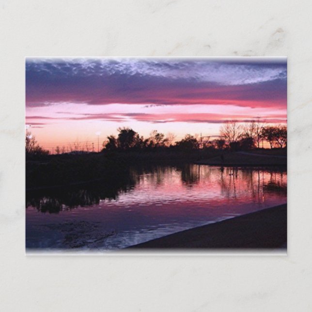 Carte Postale Coucher de soleil en rose et bleu (Devant)