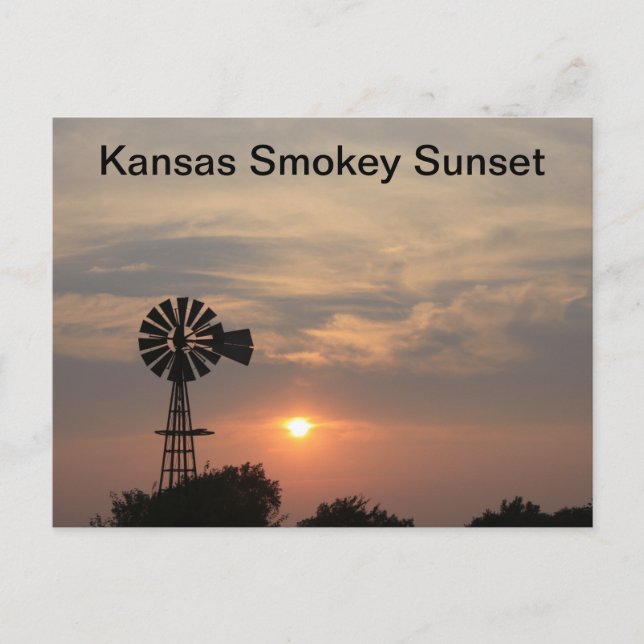 Carte Postale Coucher de soleil enfumé du Kansas (Devant)