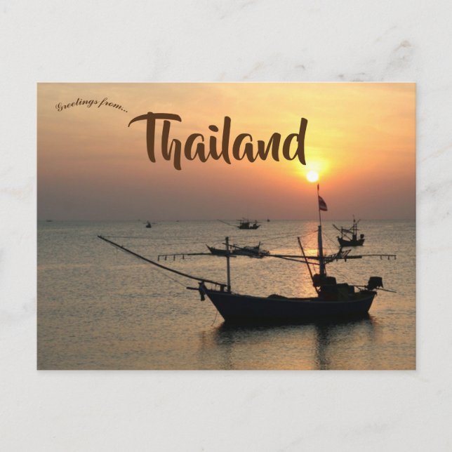 Carte Postale Coucher de soleil et bateaux en Thaïlande (Devant)
