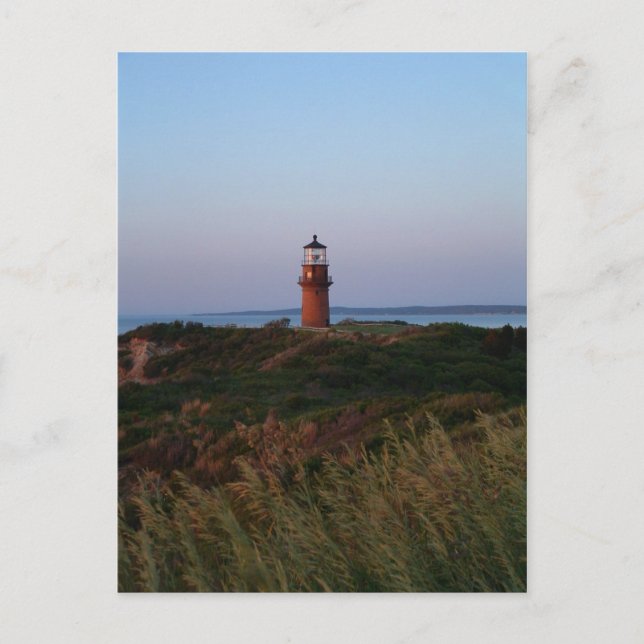 Carte postale Coucher de soleil et phare d'Aquinna (Devant)