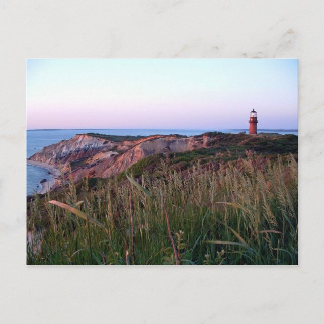 Carte postale Coucher de soleil et phare d'Aquinna (Devant)