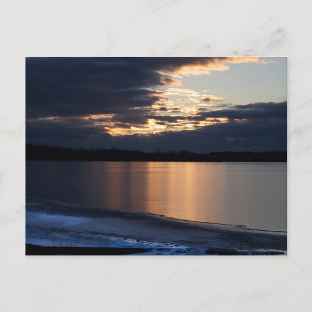 Carte postale Coucher de soleil hivernal du fleuve (Devant)