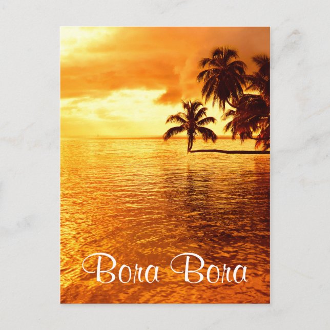 Carte Postale Coucher de soleil horizontal sur Bora Bora (Devant)