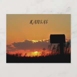 Carte Postale Coucher de soleil Kansas avec nuages et rayons du 