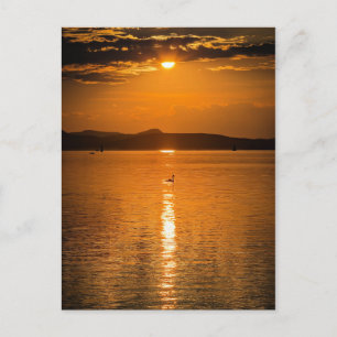 Carte Postale Coucher de soleil, Lac Balaton, Hongrie