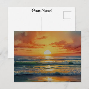 Carte Postale Coucher de soleil Lever de soleil Océan Plage Art 