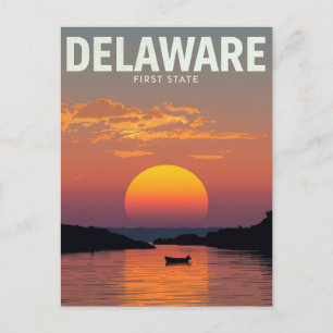 Carte Postale Coucher de soleil minimaliste sur un bateau à Dela