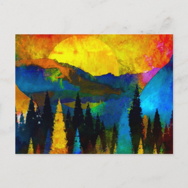 Carte Postale Coucher de soleil montagneux (Devant)