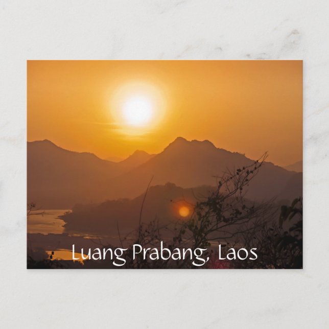 Carte Postale Coucher de soleil montagneux au Laos (Devant)