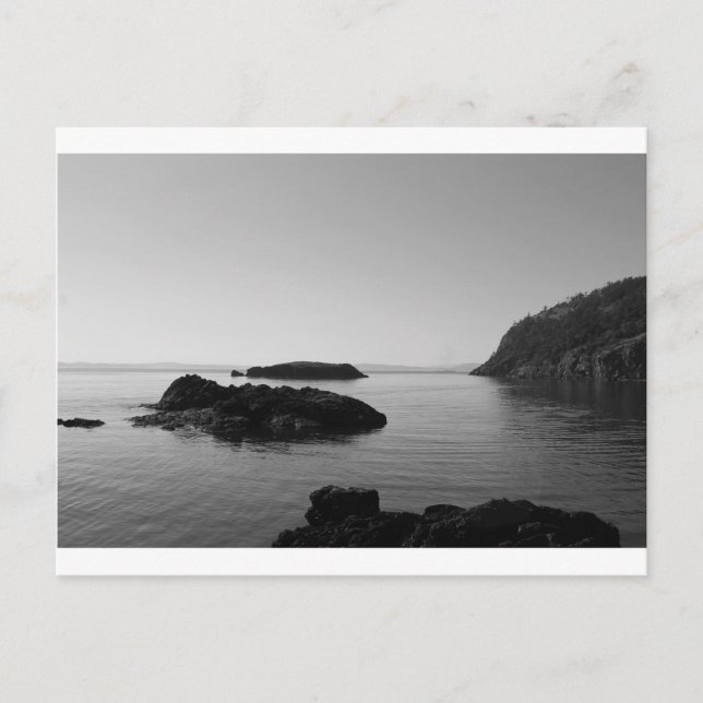Carte Postale Coucher de soleil noir et blanc Scène océan (Devant)