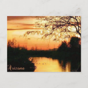 Carte Postale coucher de soleil orange avec texte Arizona