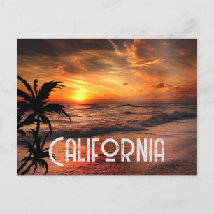CARTE POSTALE COUCHER DE SOLEIL PERSONNALISÉ CALIFORNIE PLAGE BE