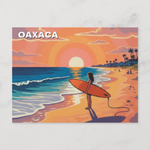 Carte Postale Coucher de soleil pour surfeur moderne Oaxaca Mexi