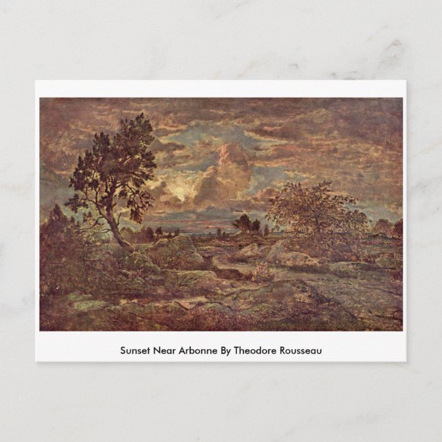 Carte Postale Coucher De Soleil Près D'Arbonne Par Theodore Rous (Devant)