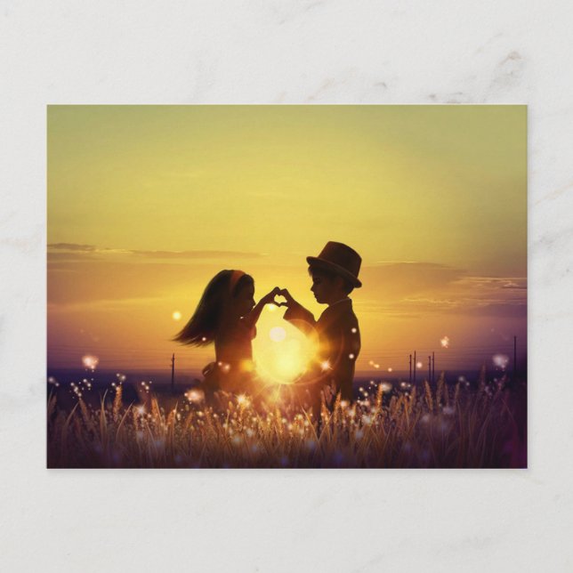 Carte Postale Coucher de soleil romantique (Devant)