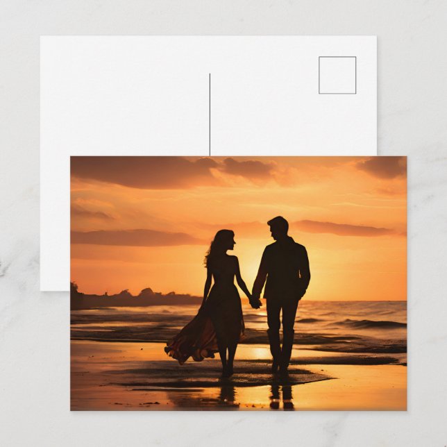 Carte Postale Coucher de soleil romantique (Devant / Derrière)
