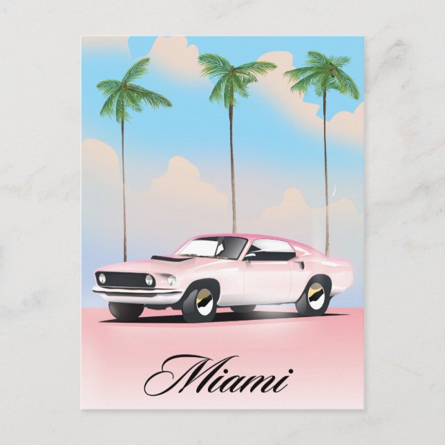 Carte Postale Coucher de soleil rose à Miami (Devant)