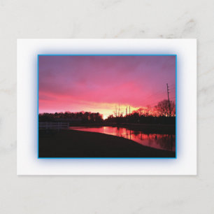 Carte Postale Coucher de soleil rose rural