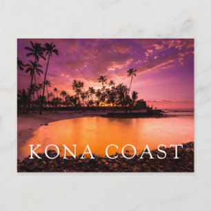 Carte Postale Coucher de soleil rose sur la plage d'Hawaï
