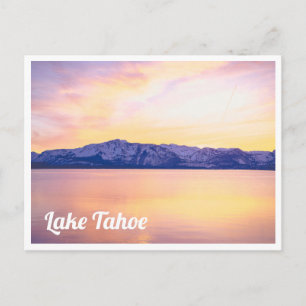 Carte Postale Coucher de soleil rose sur le Mont Tallac Lake Car