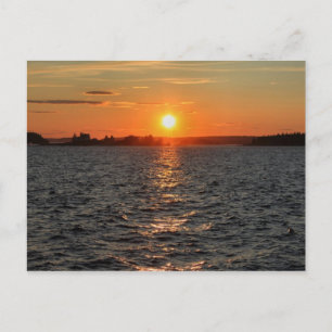 Carte Postale 'Coucher de soleil scolaire avec phare de l'île'