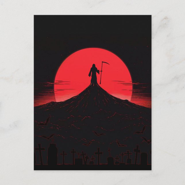 Carte Postale Coucher de soleil silhouette de la Faucheuse (Devant)