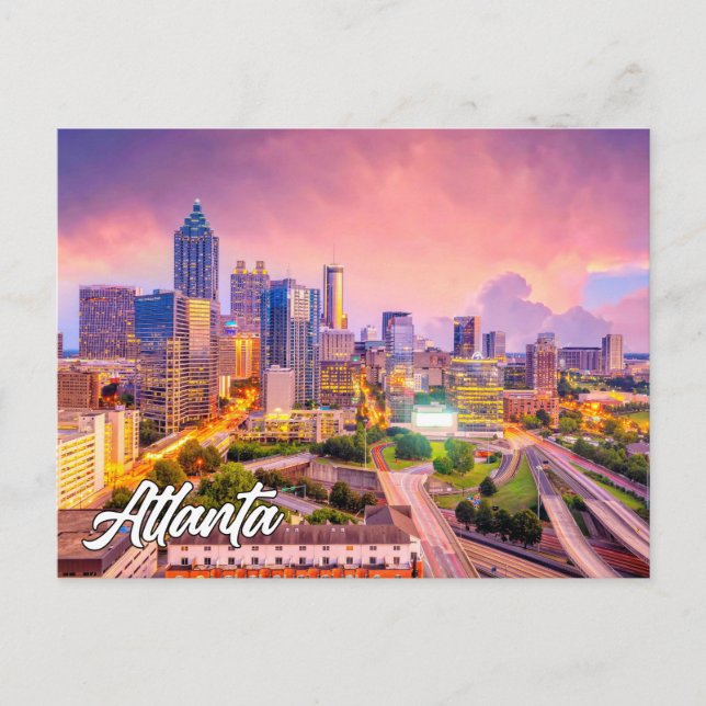 Carte Postale Coucher de soleil sur Atlanta, Géorgie, États-Unis (Devant)