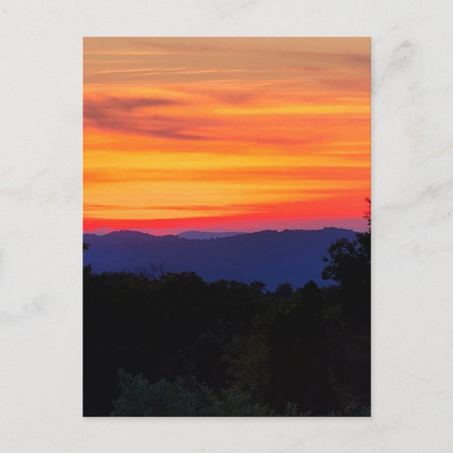 Carte Postale Coucher de soleil sur Blue Ridge Parkway (Devant)
