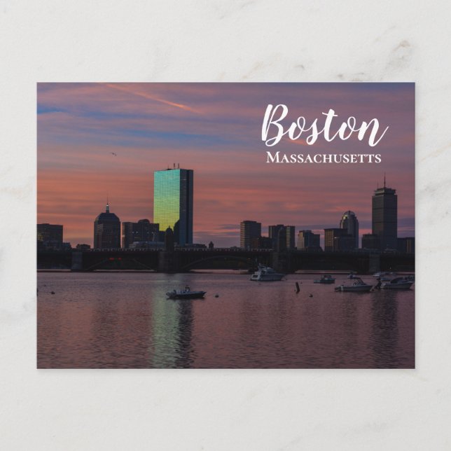 Carte Postale Coucher de soleil sur Boston Massachusetts  (Devant)