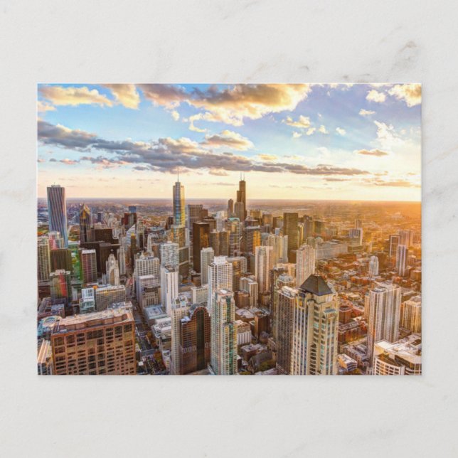Carte Postale Coucher De Soleil Sur Chicago (Devant)