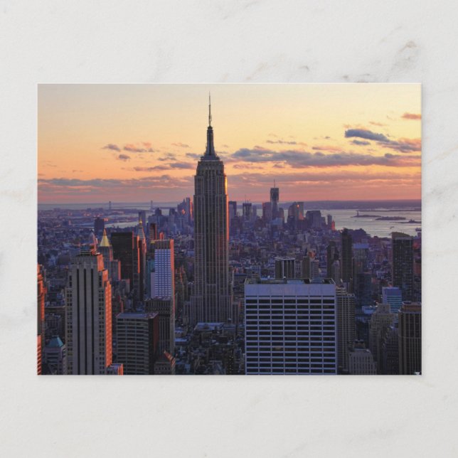 Carte Postale Coucher de soleil sur la ligne d'horizon de NYC (Devant)